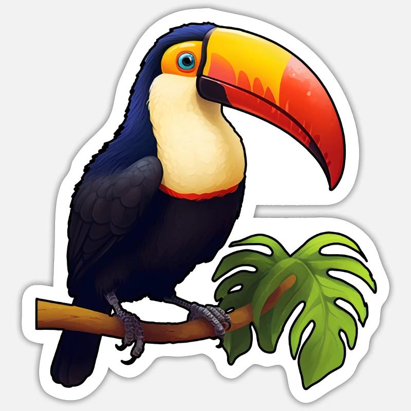 Vogel Tukan Comic-Stil - Sticker Größe S (10 x 10 cm) - Mattweiß