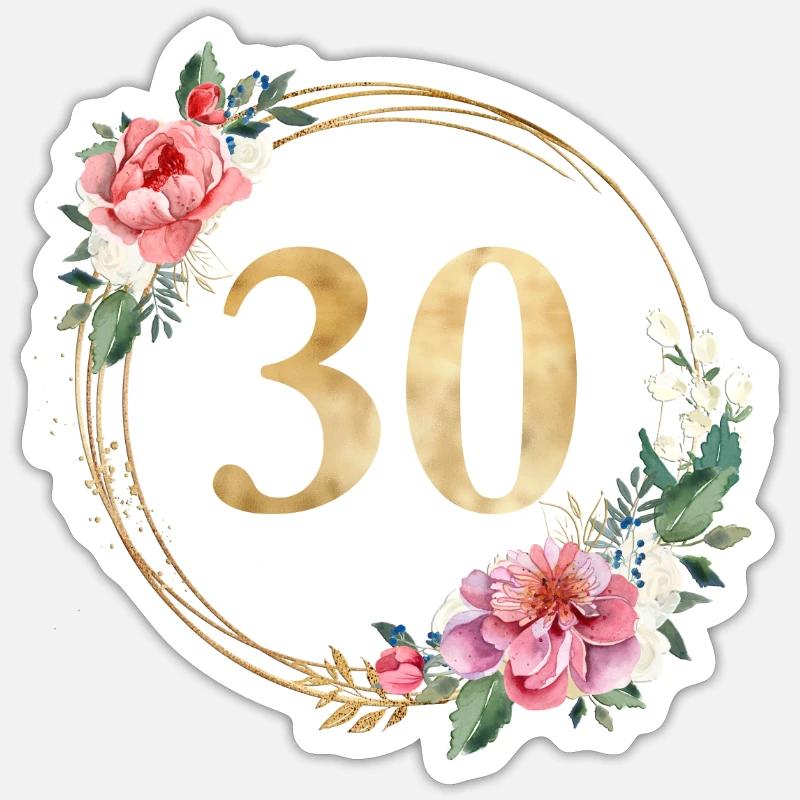 30! personalisierbar - Sticker Größe S (10 x 10 cm) - Mattweiß