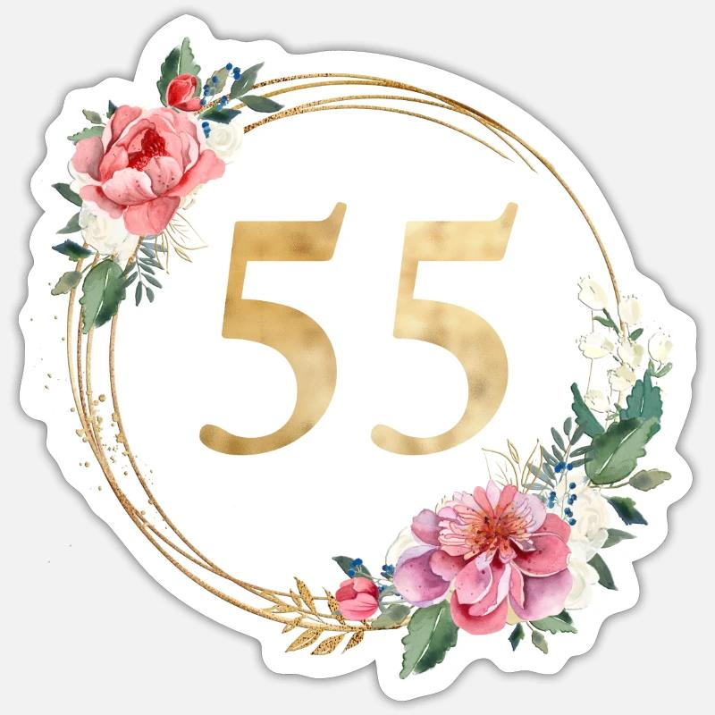 55! personalisierbar - Sticker Größe S (10 x 10 cm) - Mattweiß