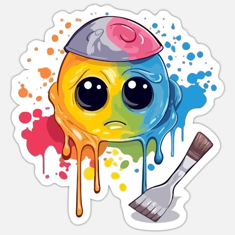 Zop the sad painter - Sticker size S (10 x 10 cm) - white matte