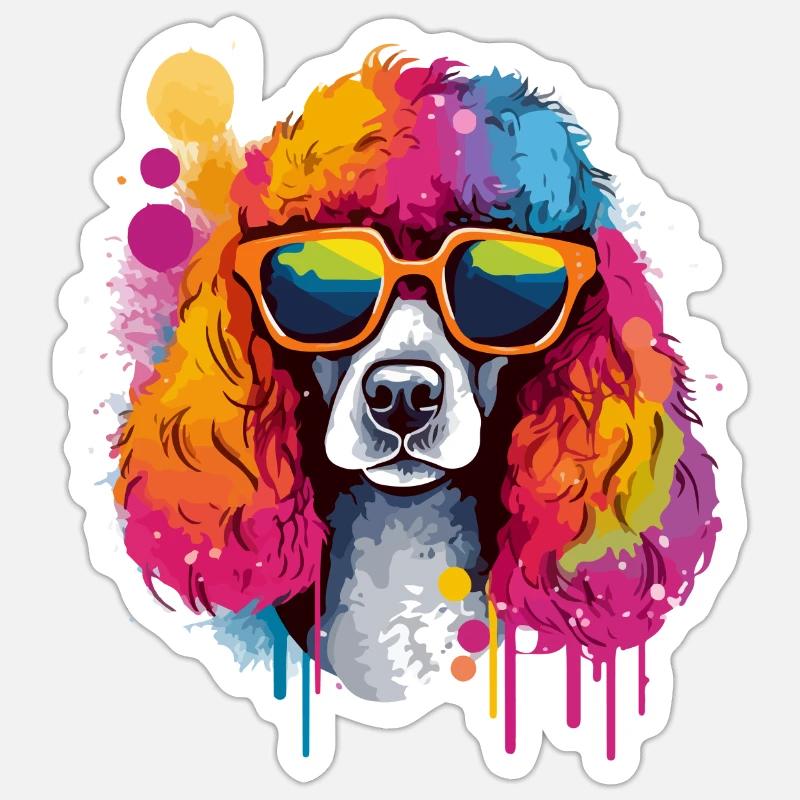 Milo le cocker à lunettes - Sticker taille S (10 x 10 cm) - blanc mat