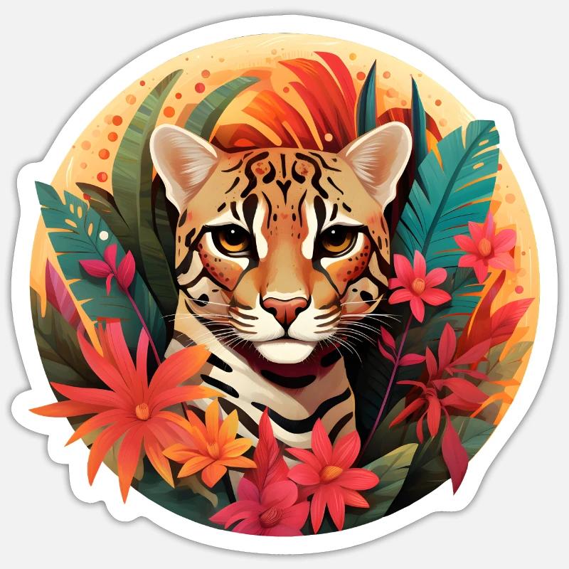 Ocelot Paradis - Sticker taille S (10 x 10 cm) - blanc mat
