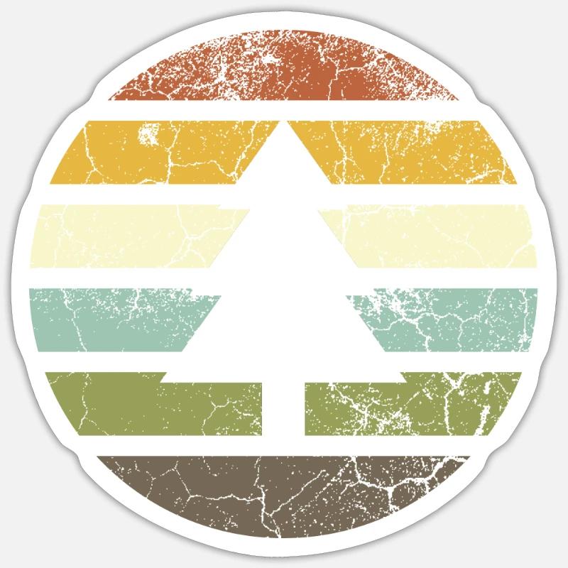 Retro pine tree Sticker size S (10 x 10 cm)