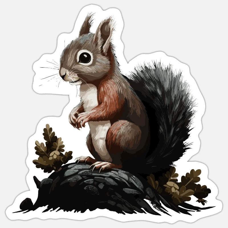 Écureuils Écureuils forestiers Écureuils Écureuils - Sticker taille S (10 x 10 cm) - blanc mat