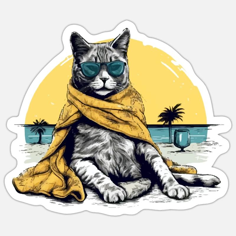 Koki, die Pascha-Katze - Sticker Größe S (10 x 10 cm) - Mattweiß