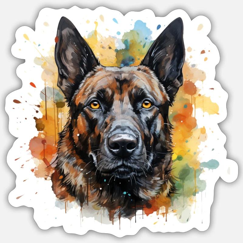 Malinois - Sticker Größe S (10 x 10 cm) - Mattweiß