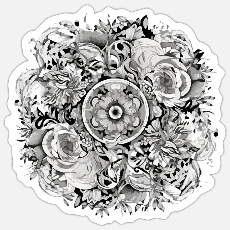 Mandala Zen n°2 - Sticker Größe S (10 x 10 cm) - Mattweiß