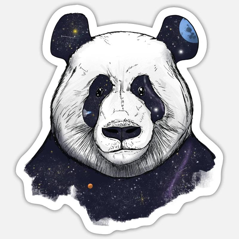 Space panda - Sticker size S (10 x 10 cm) - white matte