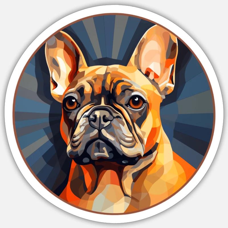 Pop Art: Bouledogue français - Sticker taille S (10 x 10 cm) - blanc mat