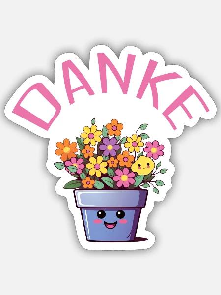 Danke! Blumen-Pott personalisierbar - Sticker Größe S (10 x 10 cm) - Mattweiß