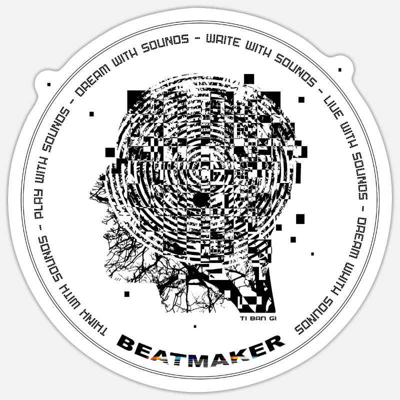 Beatmaker - Sticker taille S (10 x 10 cm) - blanc mat