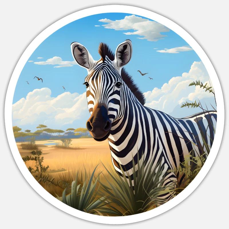 Zebra in Savanne - Sticker Größe S (10 x 10 cm) - Mattweiß