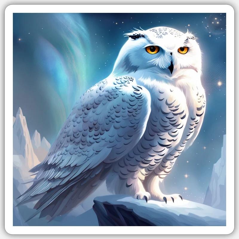 Schnee-Eule - Sticker Größe S (10 x 10 cm) - Mattweiß
