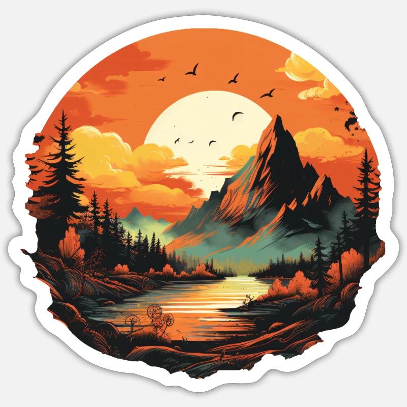 Landschaft - Sticker Größe S (10 x 10 cm) - Mattweiß
