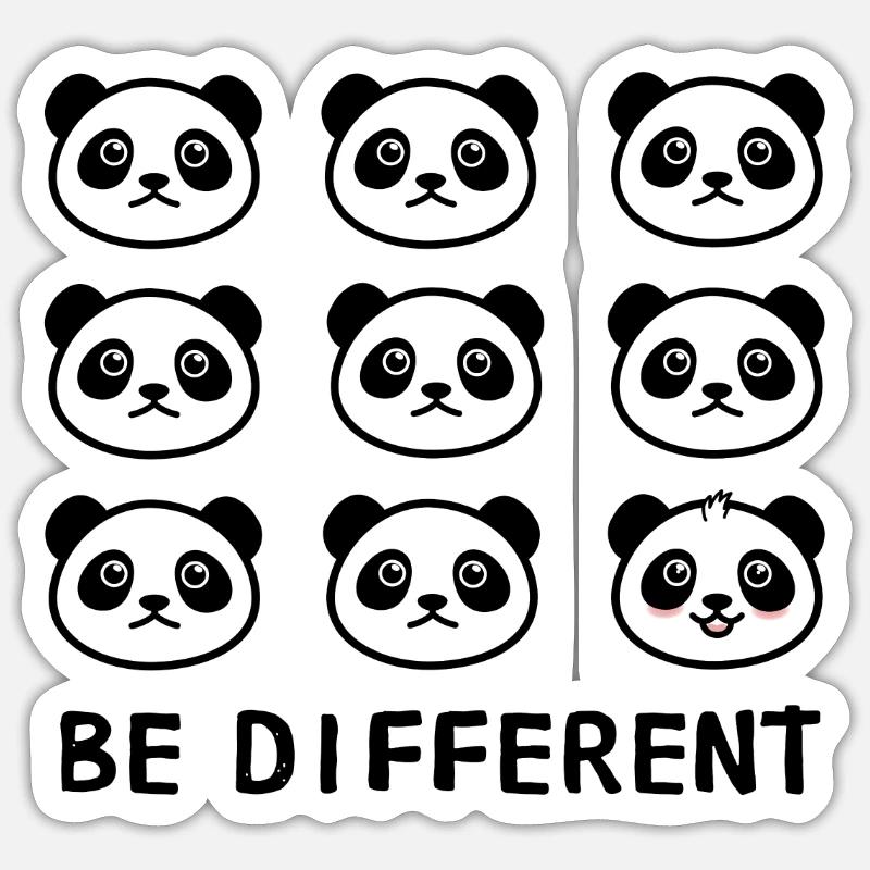 SOYEZ DIFFÉRENT Panda - Sticker taille S (10 x 10 cm) - blanc mat