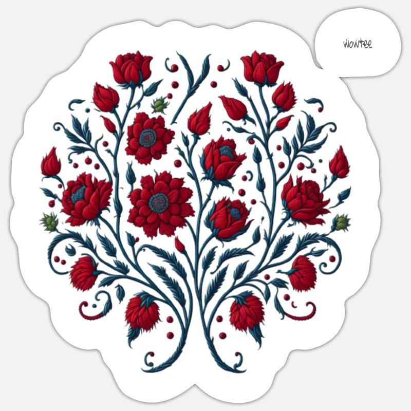 Folk art composition #7 - Sticker size S (10 x 10 cm) - white matte