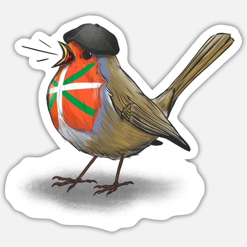 Baskisches Rotkehlchen - Sticker Größe S (10 x 10 cm) - Mattweiß