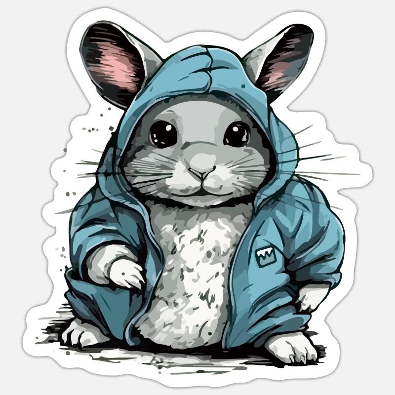 Bibi das Chinchilla - Sticker Größe S (10 x 10 cm) - Mattweiß