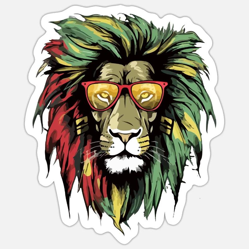 Kimo rasta lion - Sticker taille S (10 x 10 cm) - blanc mat