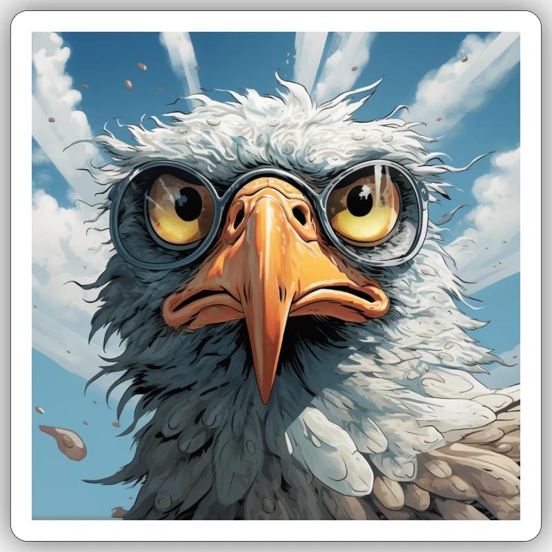 Lustighausen - Comic Style Eagle - Sticker Größe S (10 x 10 cm) - Mattweiß