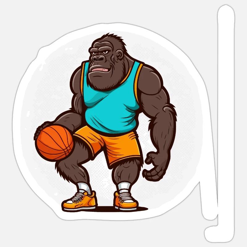 Korb-Gorilla Sticker Größe S (10 x 10 cm)