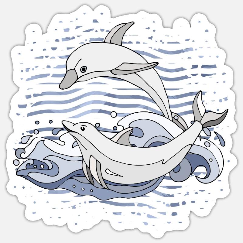 Dolphins - Sticker size S (10 x 10 cm) - white matte