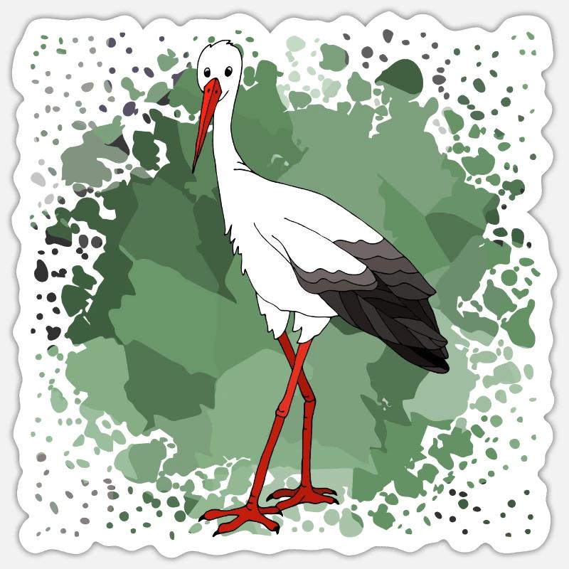 Stork - Sticker size S (10 x 10 cm) - white matte