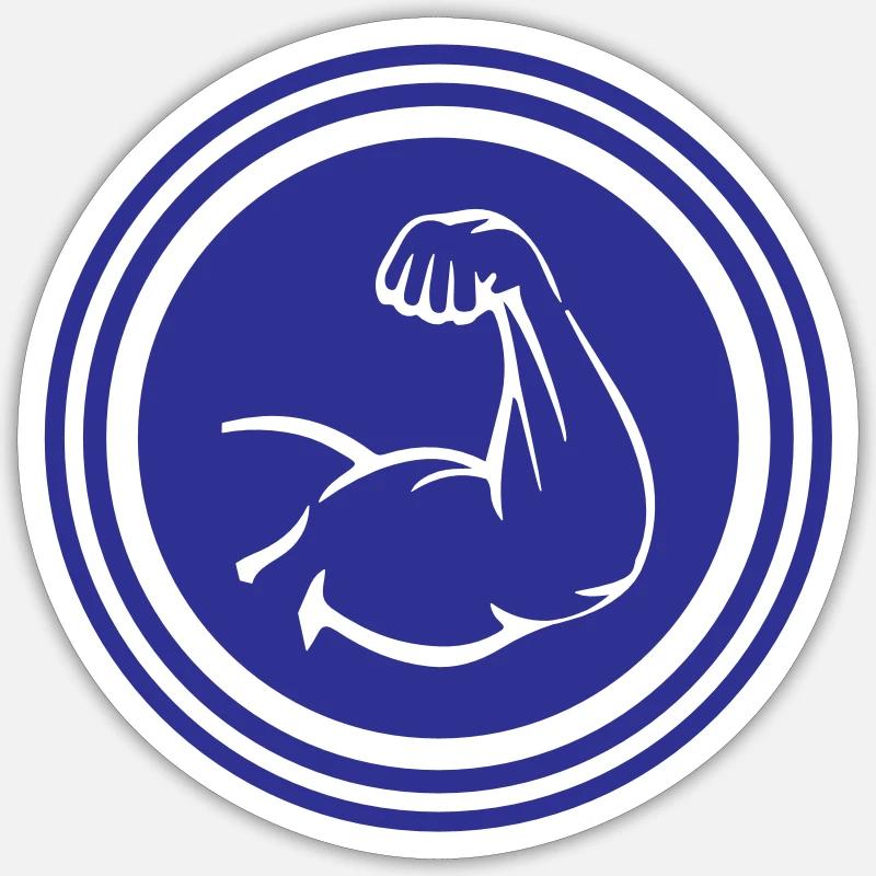 Muscles du bras biceps - Sticker taille S (10 x 10 cm) - blanc mat