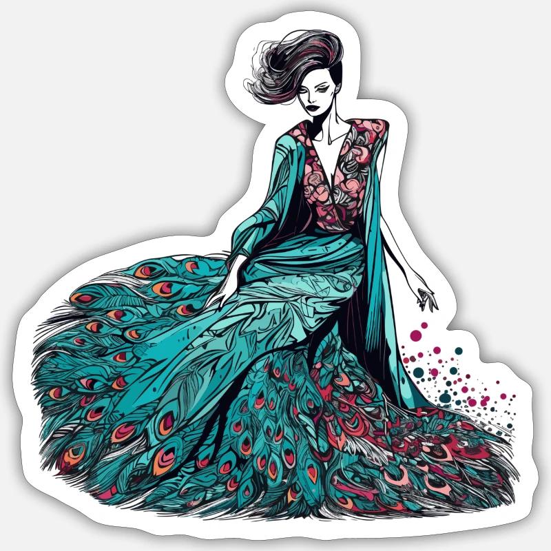 Modedesigner Peacock - Sticker Größe S (10 x 10 cm) - Mattweiß