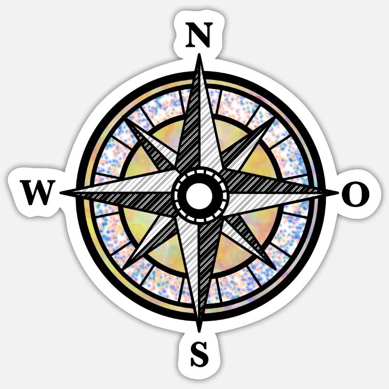 Kompass | Dein Wegweiser | Geschenkidee - Sticker Größe S (10 x 10 cm) - Mattweiß