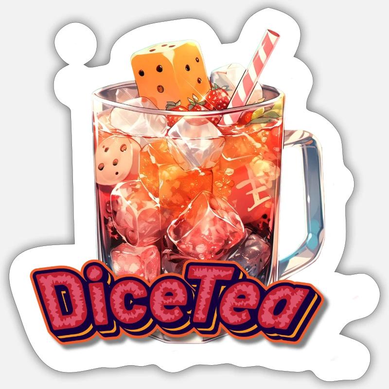 DiceTea V.2 - Sticker size S (10 x 10 cm) - white matte