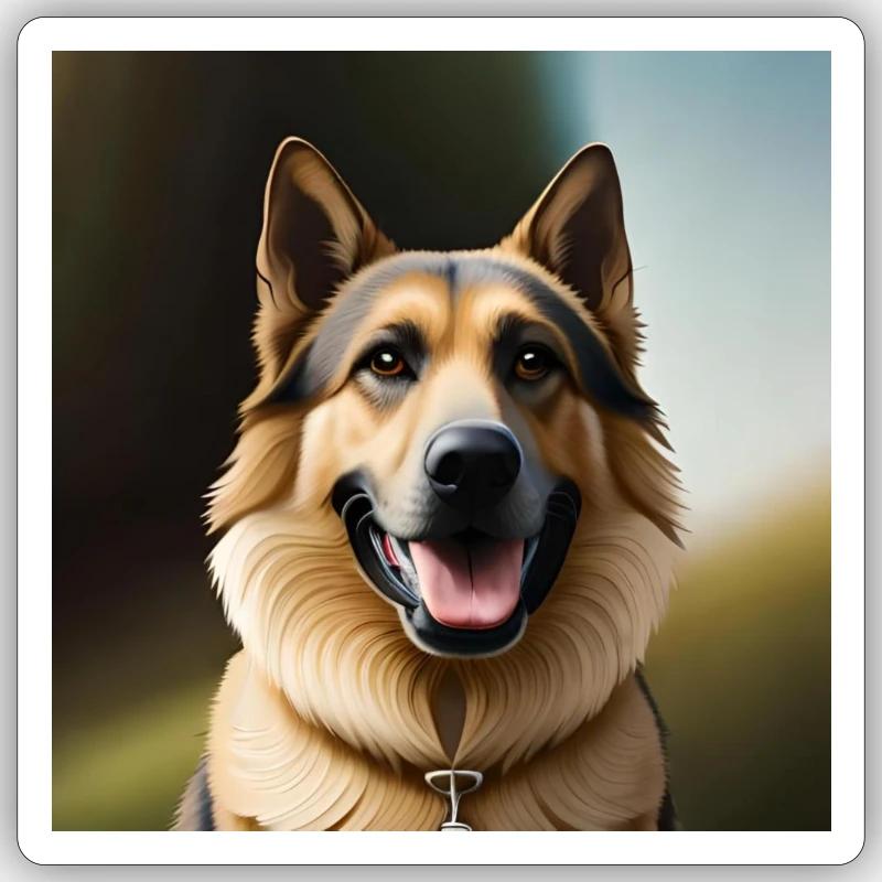 Schäferhund - Sticker Größe S (10 x 10 cm) - Mattweiß