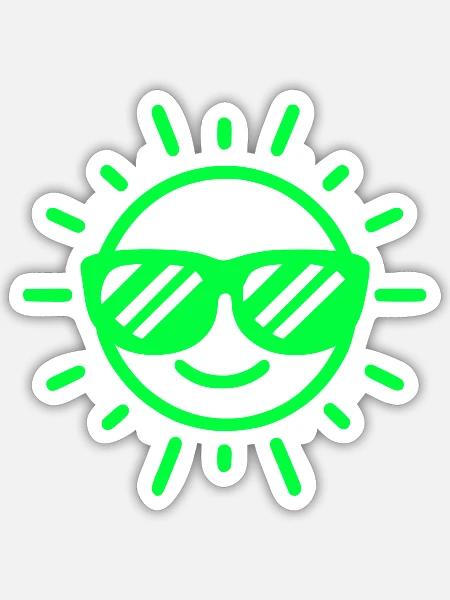 sonnenbrille glückliches gesicht sonne neon grün - Sticker Größe S (10 x 10 cm) - Mattweiß