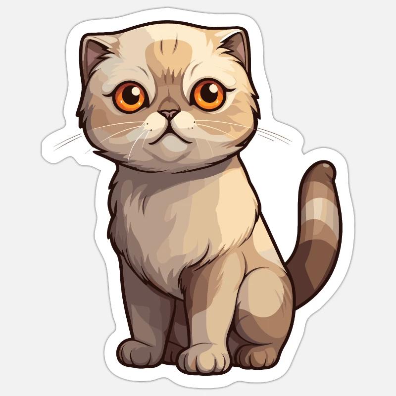 Bad-tempered Scottish Fold kitten - Sticker size S (10 x 10 cm) - white matte