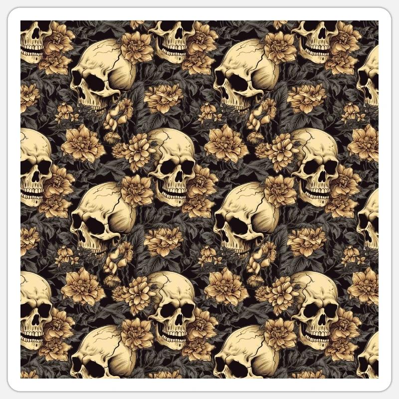 Skulls Seamless Pattern Gothic Dark Halloween Sticker size S (10 x 10 cm)