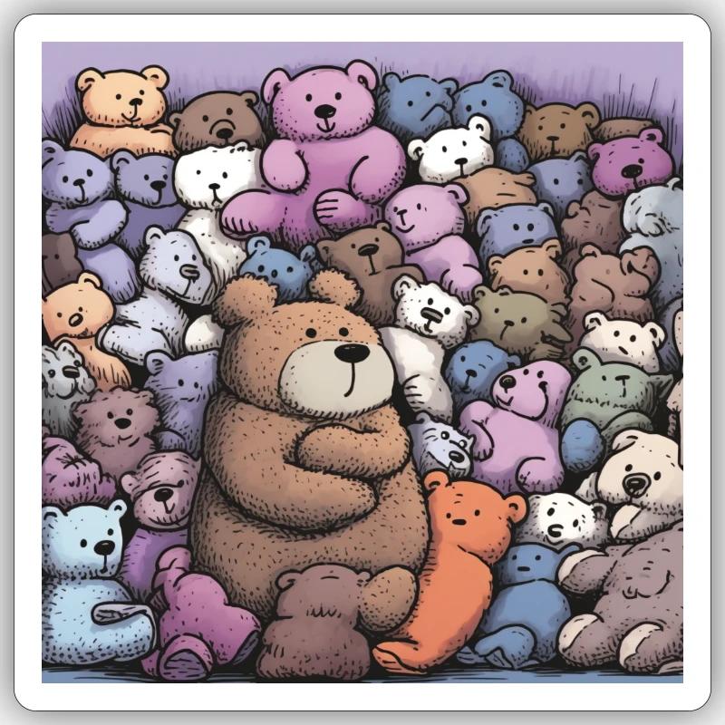 Comic style teddy bears - Sticker Größe S (10 x 10 cm) - Mattweiß
