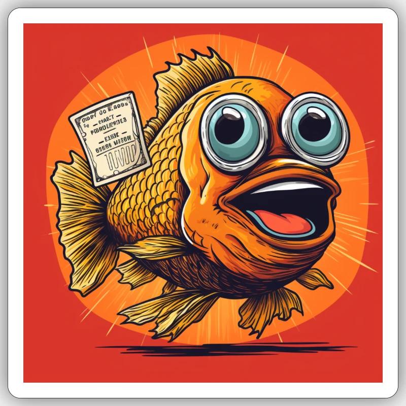 Comic style fish Sticker Größe S (10 x 10 cm)