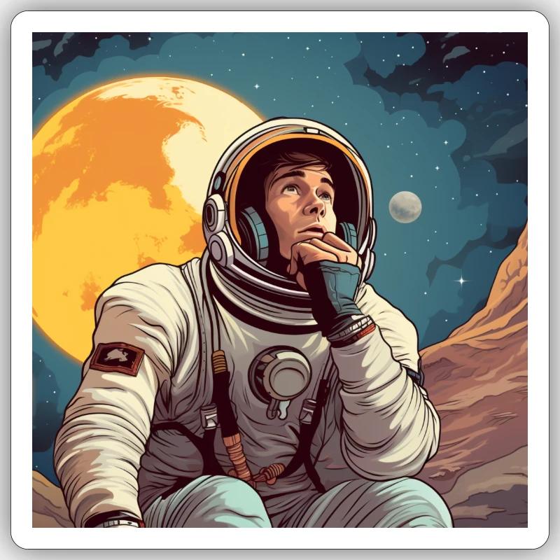 Comic style astronaut 2 - Sticker Größe S (10 x 10 cm) - Mattweiß