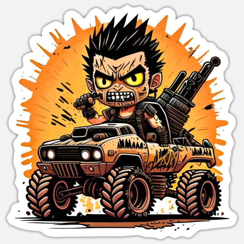 Crazy post apocalyptic boy Sticker size S (10 x 10 cm)