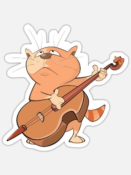 Katze spielt Musik - Sticker Größe S (10 x 10 cm) - Mattweiß