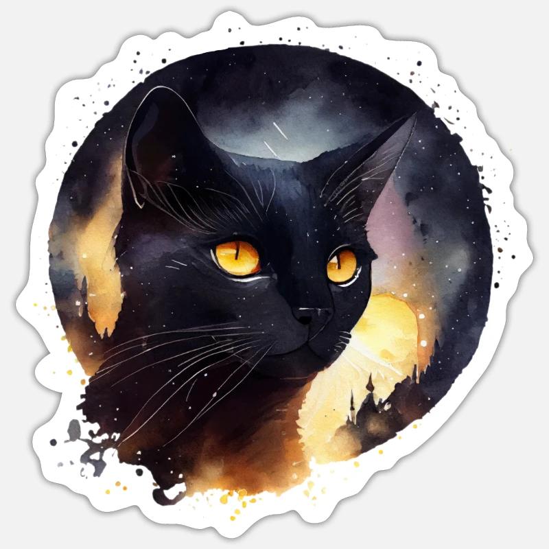 Schwarze Katze Sticker Größe S (10 x 10 cm)