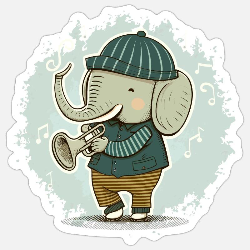 Ele-Trompete - Sticker Größe S (10 x 10 cm) - Mattweiß