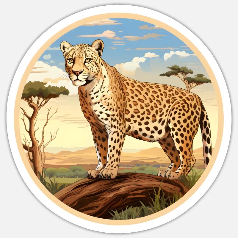 Léopard - Sticker taille S (10 x 10 cm) - blanc mat