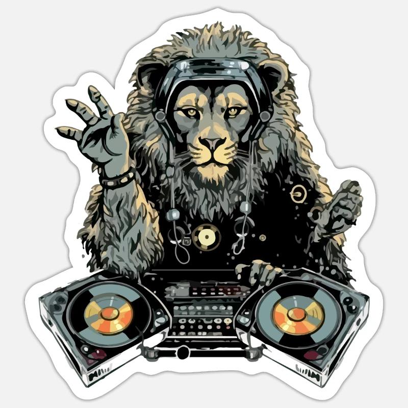Dilo the lion deejay Sticker size S (10 x 10 cm)