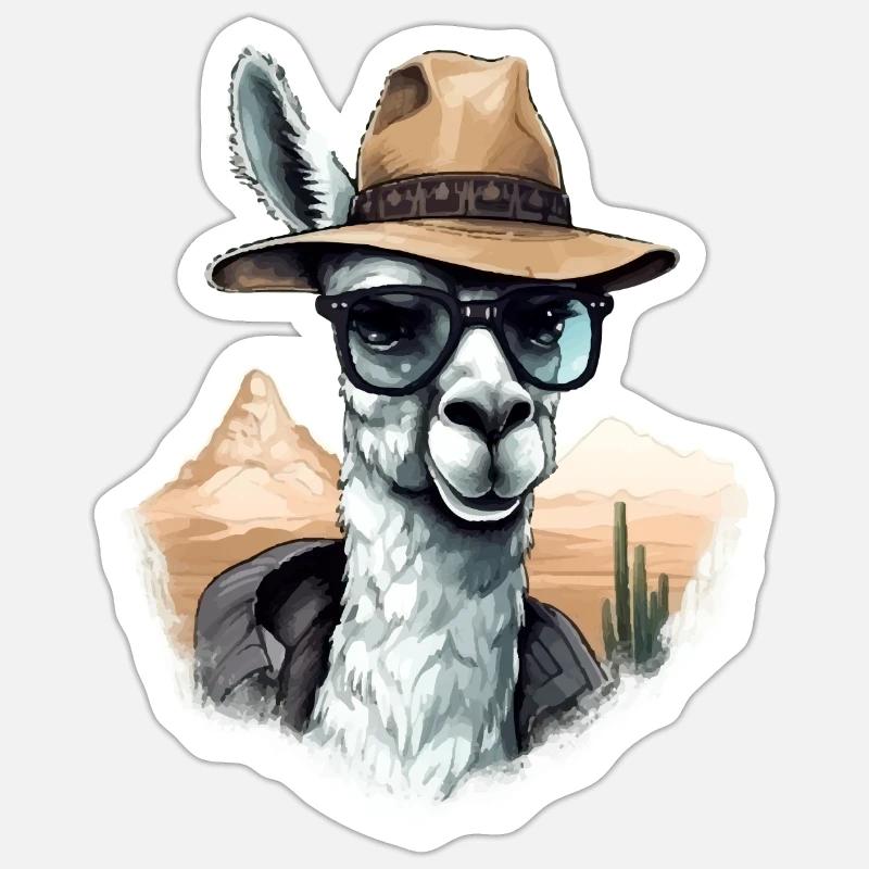 Coki le lama - Sticker taille S (10 x 10 cm) - blanc mat