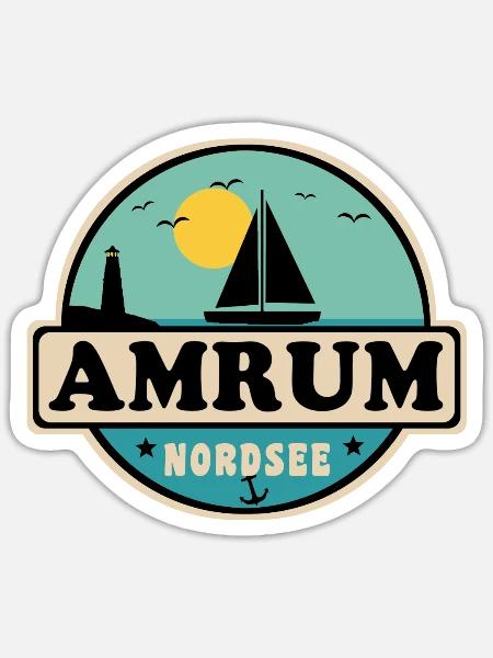 Ostsee Segelboot Leuchtturm Amrum - Sticker Größe S (10 x 10 cm) - Mattweiß