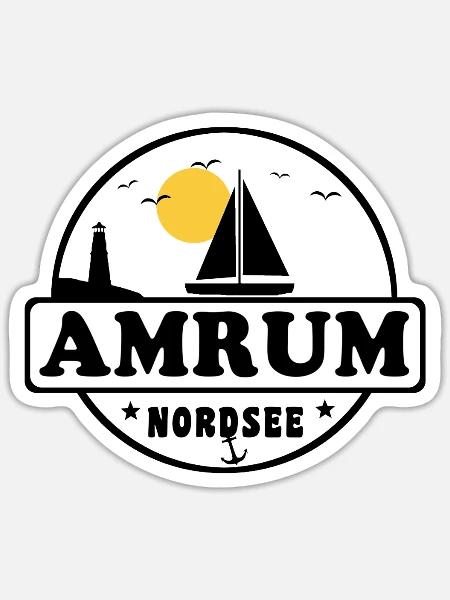 Ostsee Segelboot Leuchtturm Amrum - Sticker Größe S (10 x 10 cm) - Mattweiß
