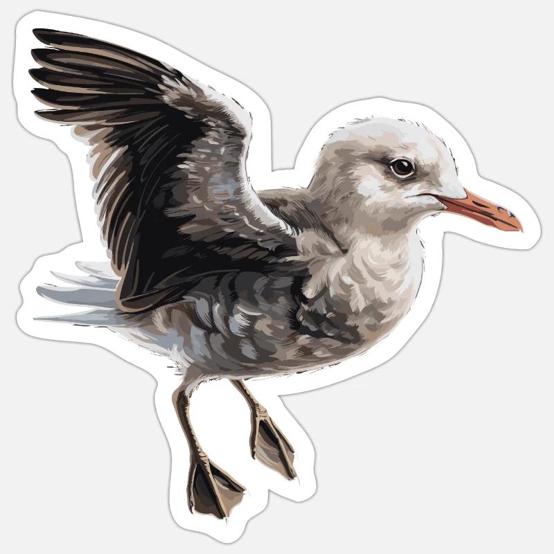 Baby Möwe Seevogel - Sticker Größe S (10 x 10 cm) - Mattweiß