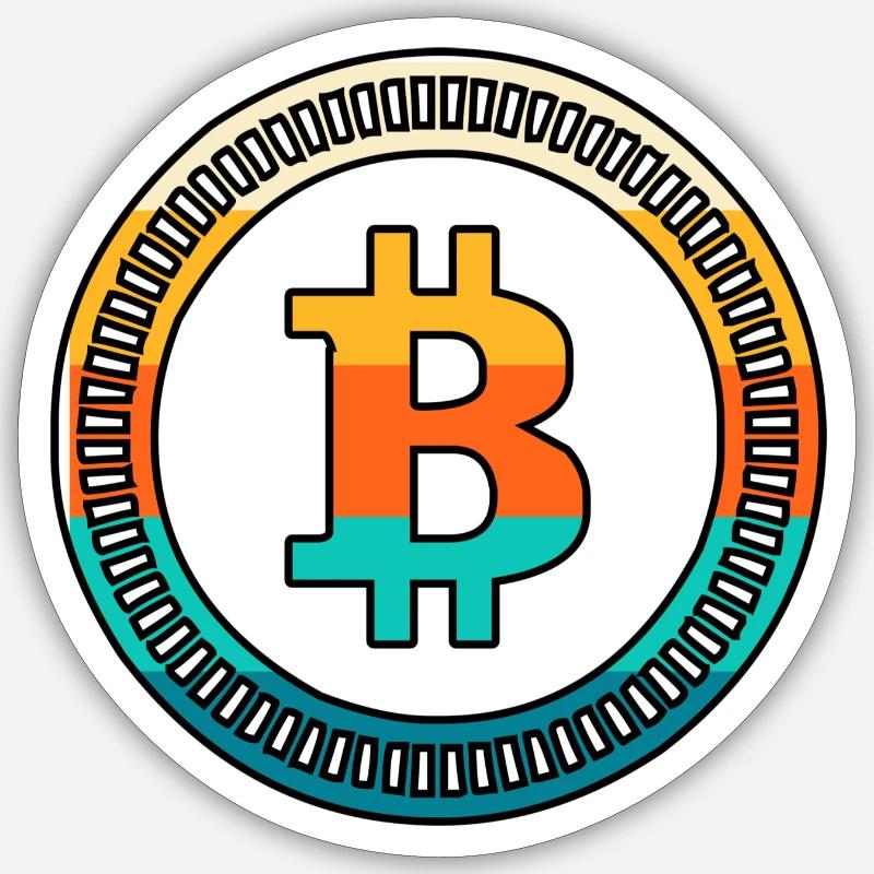 Bitcoin rétro - Sticker taille S (10 x 10 cm) - blanc mat