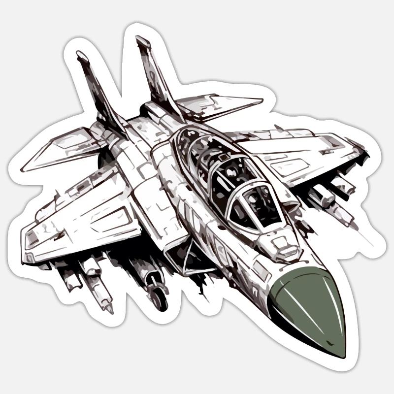 Avion flêche d argent - Sticker taille S (10 x 10 cm) - blanc mat